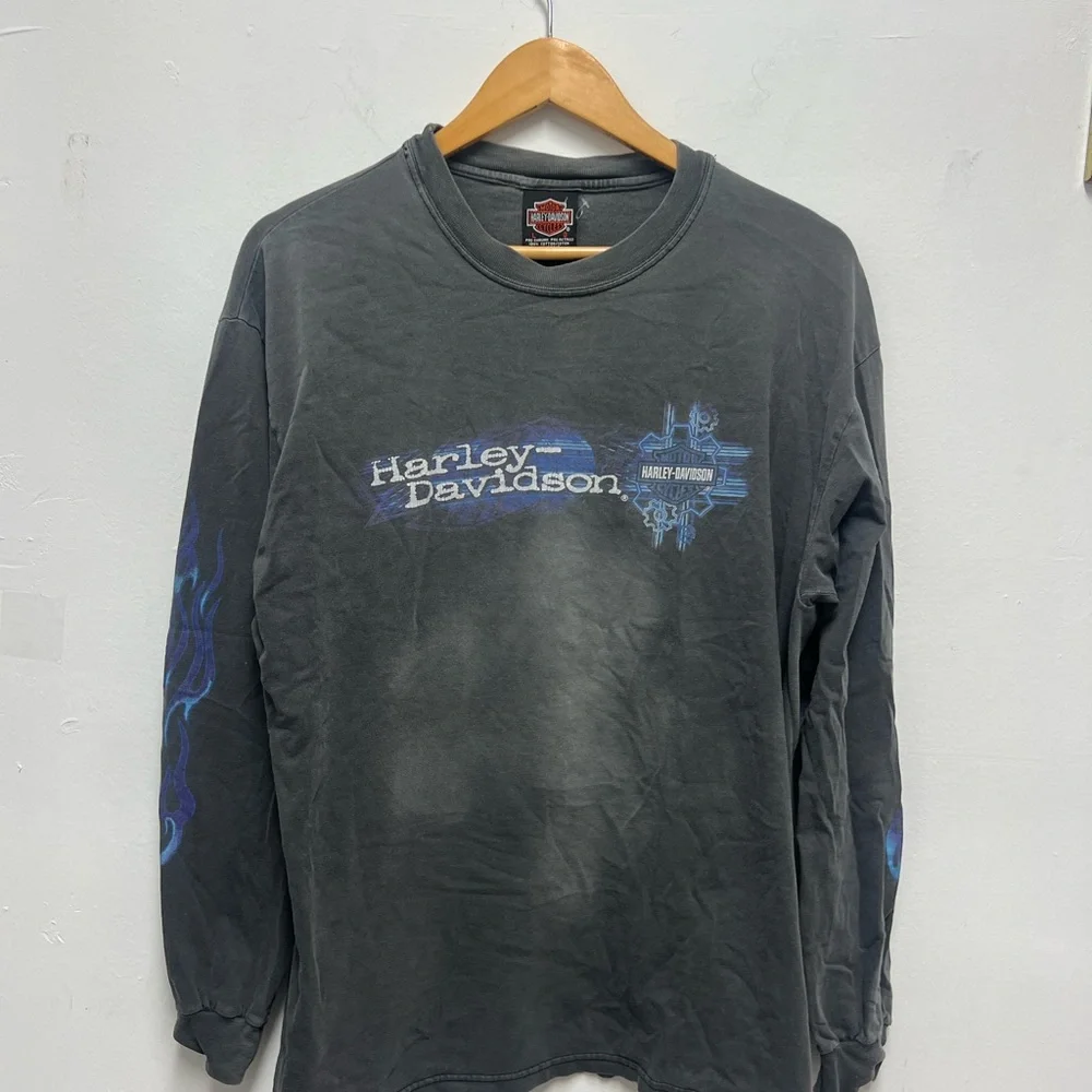 Vintage Harley-Davidson Charlottetown Canada Black Long Sleeve Shirt - Picture 1 of 5